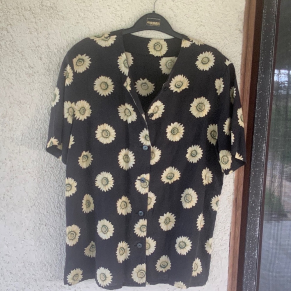 GEIGER OF AUSTRIA SHORT SLEEVE LINEN/COTTON BLOUSE